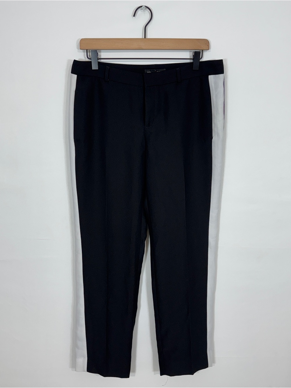 WP168 {Banana Republic} "Avery" Black White Tuxedo Stripe Straight Dress Pants